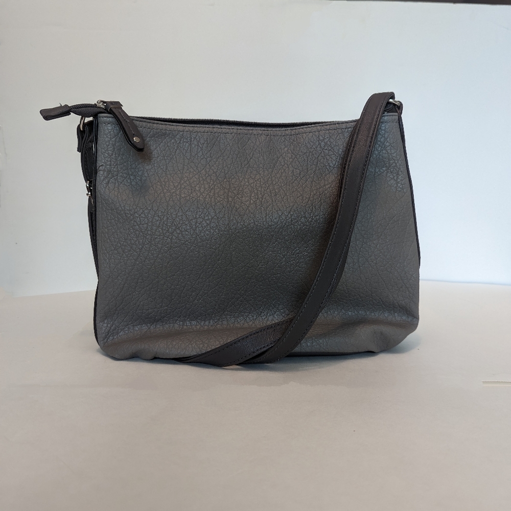 Rosetti Gray Colorblock Crossbody Bag Pebbled Faux Leather Zip Front Pocket - Picture 2 of 4